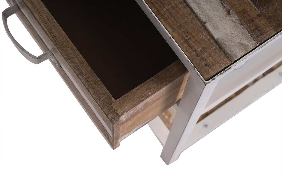 Comodino legno e metallo bianco ROCHELLE