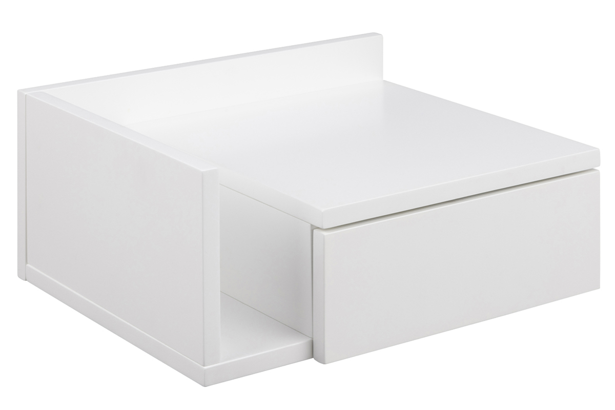 Comodino pensile bianco con cassetto L40 cm NASTY