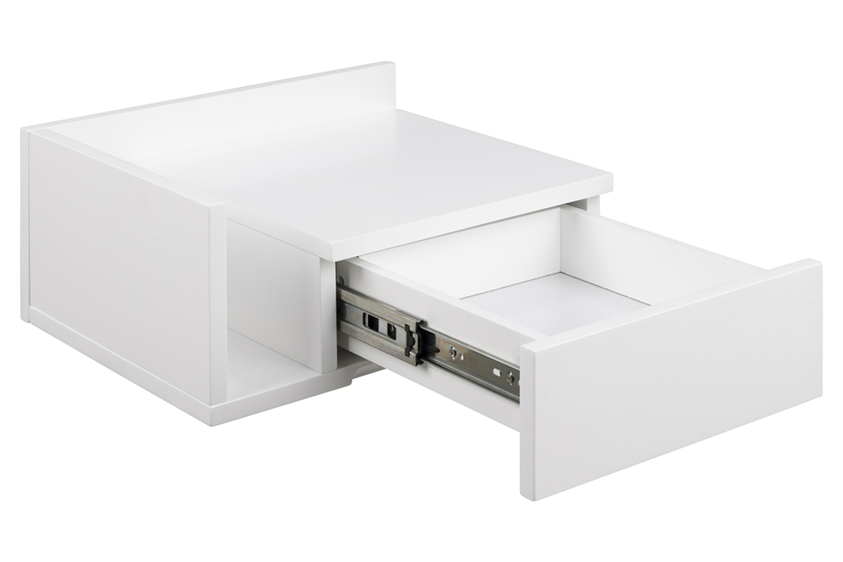 Comodino pensile bianco con cassetto L40 cm NASTY