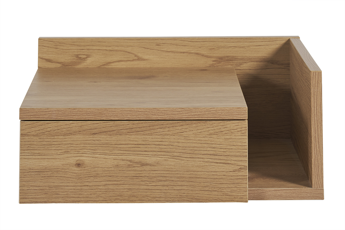 Comodino pensile finitura legno rovere chiaro con cassetto NASTY