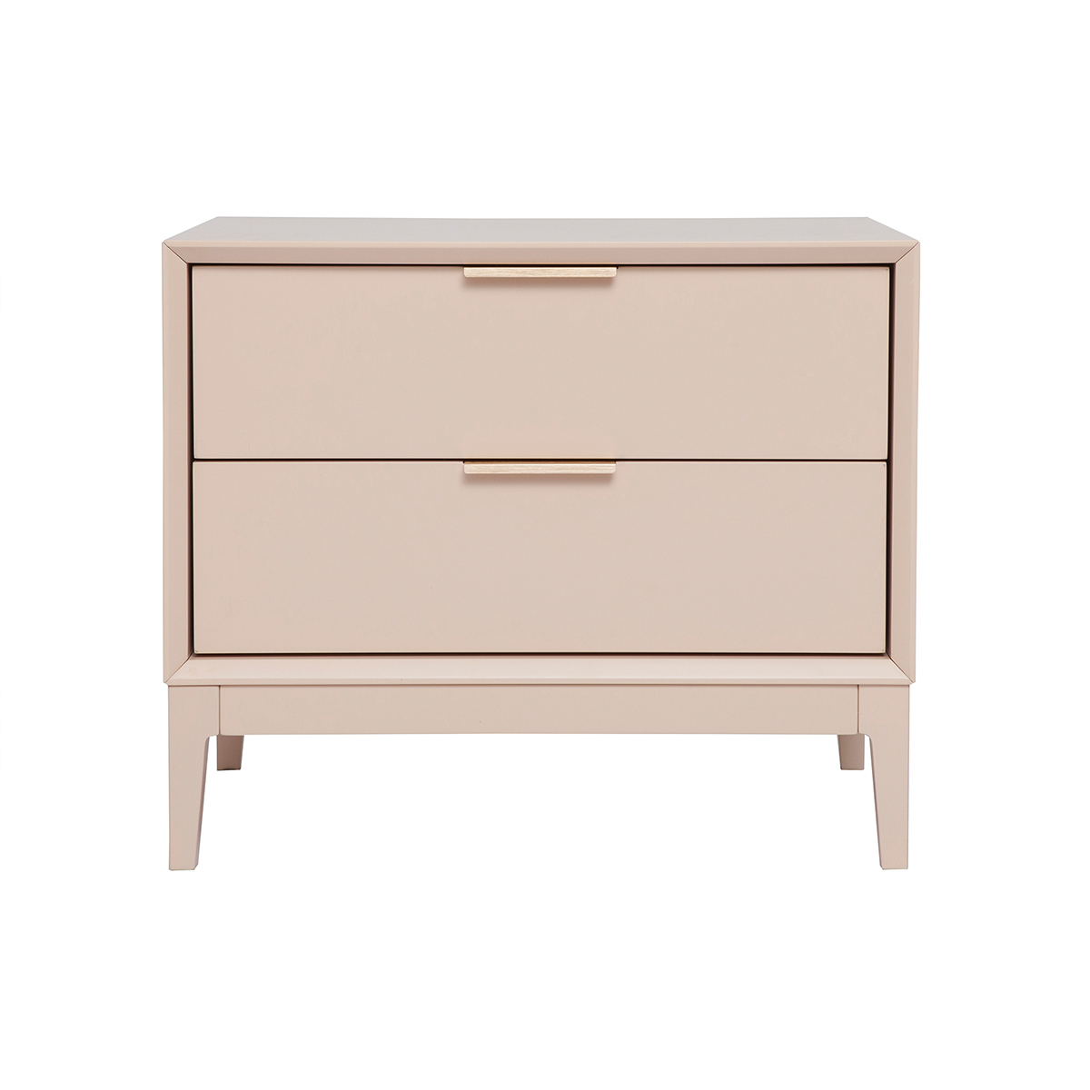 Comodino rosa cipria e metallo dorato con ripiani GIANA