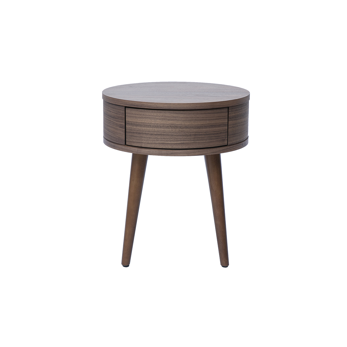 Comodino rotondo in legno scuro con cassetto JUDITH