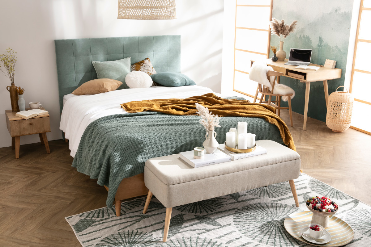 Comodino scandinavo 1 cassetto bianco e rovere MAHE