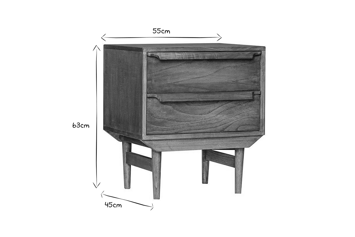 Comodino scandinavo 2 cassetti SEVEN