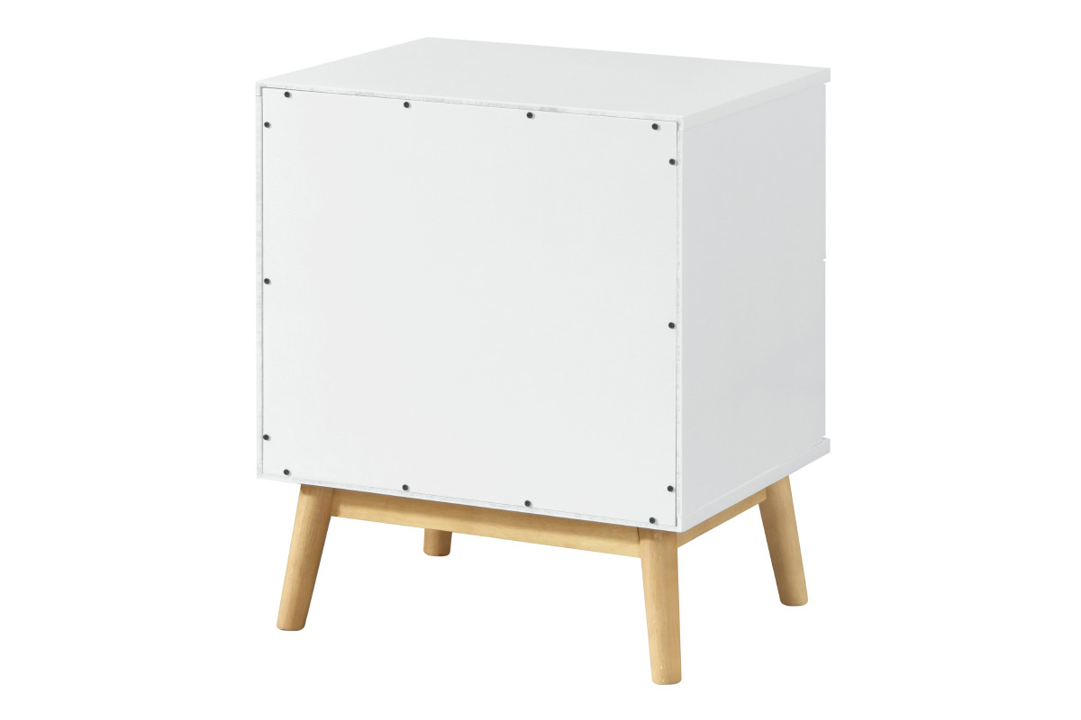 Comodino scandinavo a 2 cassetti bianco e legno FELIX