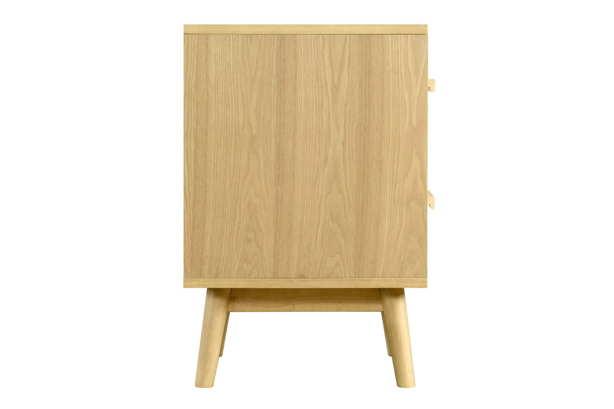 Comodino scandinavo a 2 cassetti in legno chiaro e bianco TALIA