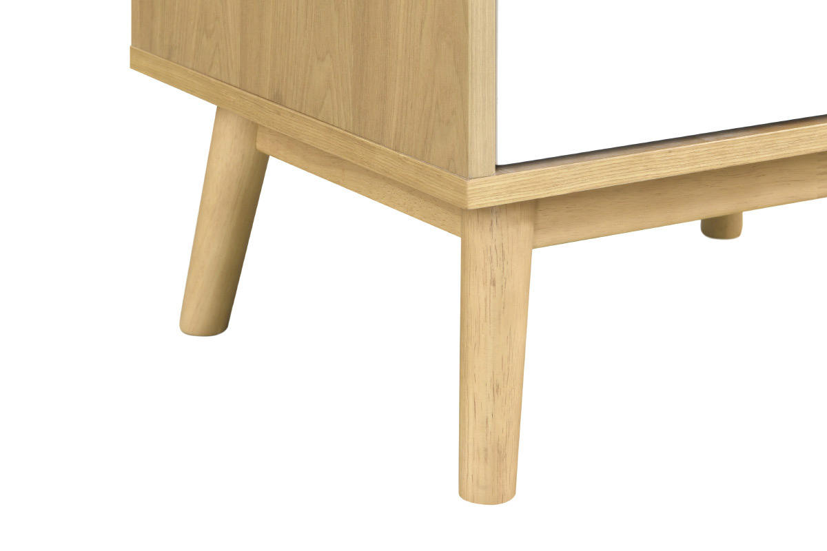 Comodino scandinavo a 2 cassetti in legno chiaro e bianco TALIA