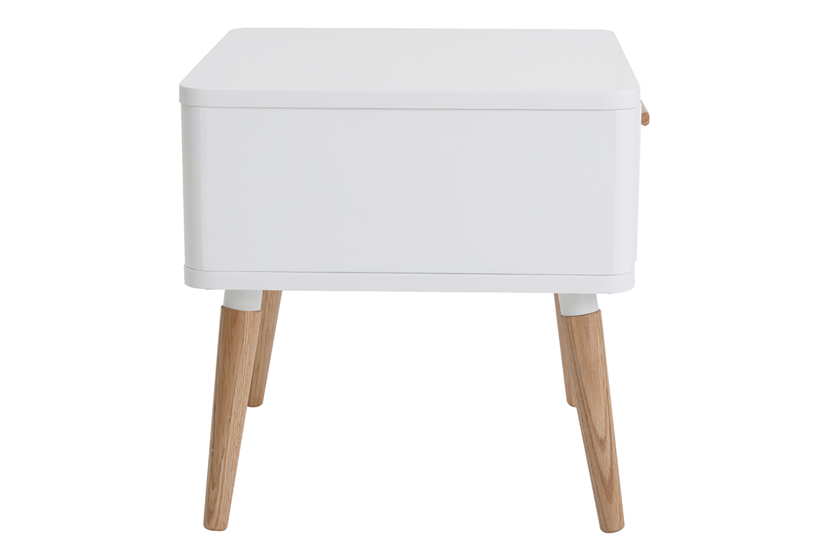 Comodino scandinavo bianco e legno TOTEM