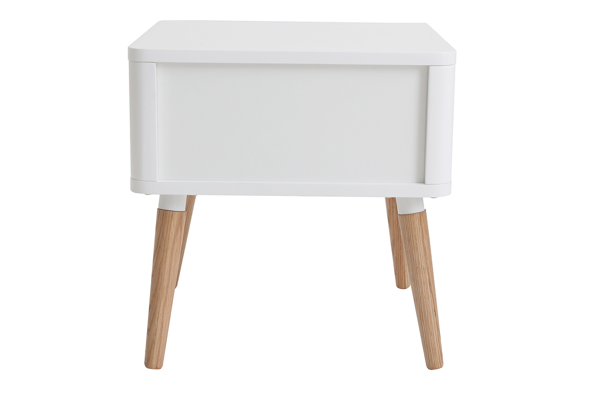 Comodino scandinavo bianco e legno TOTEM