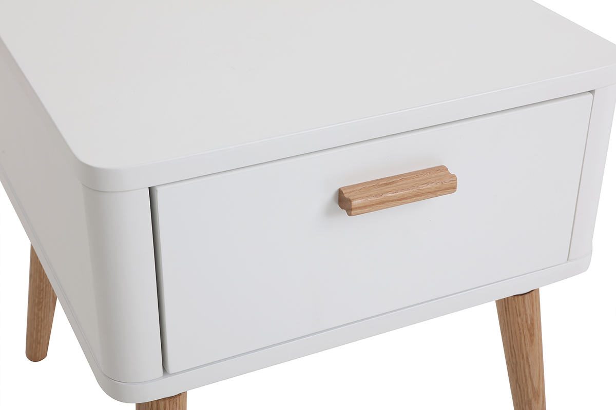 Comodino scandinavo bianco e legno TOTEM