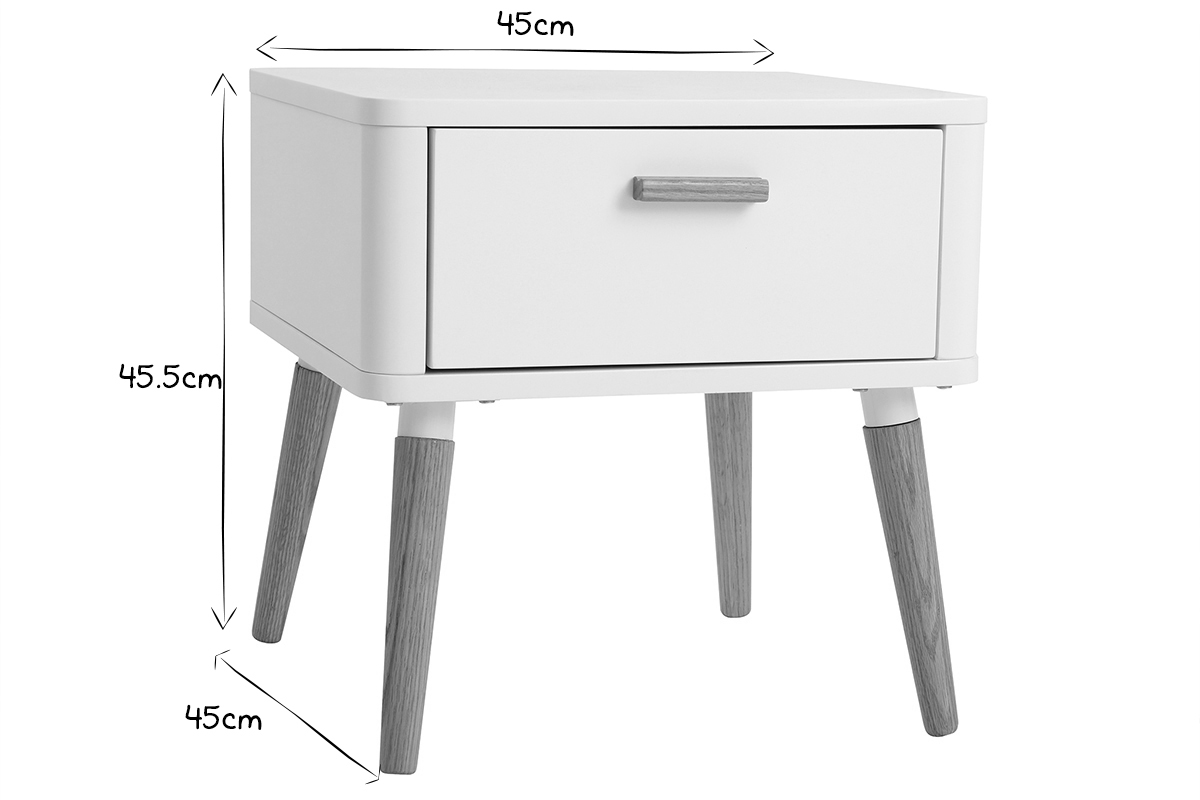 Comodino scandinavo bianco e legno TOTEM