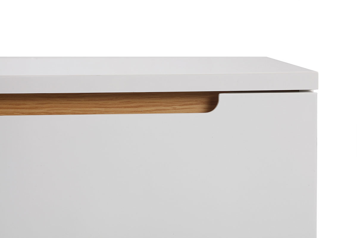 Comodino scandinavo bianco lucido e frassino MELKA