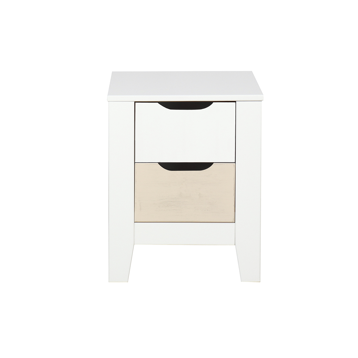 Comodino scandinavo con cassetti legno e bianco MOLENE