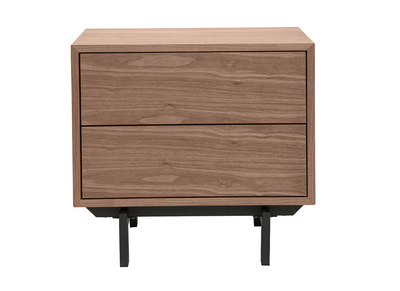 Comodino vintage noce e metallo MANNY