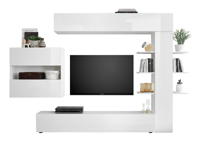 Composizione TV murale laccato bianco lucido ETERNEL