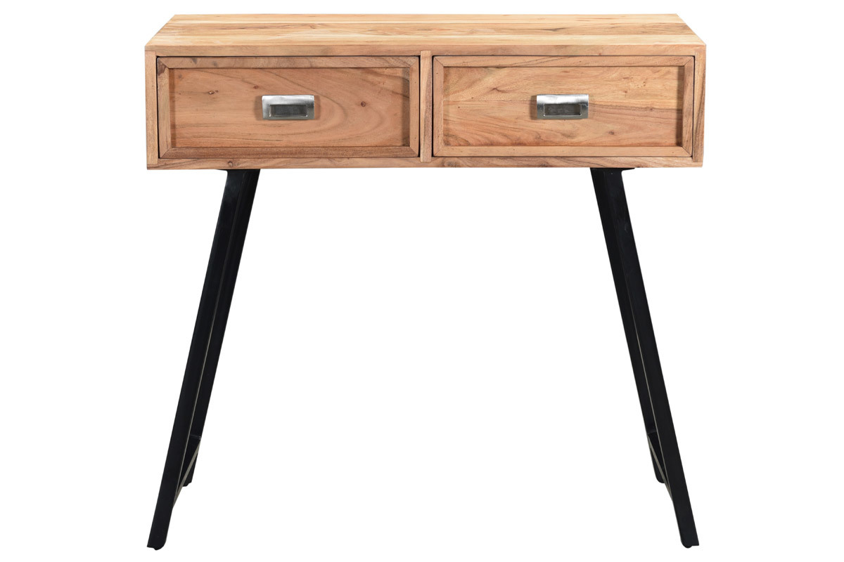 Console 2 cassetti in acacia e metallo nero L81 cm EDITION