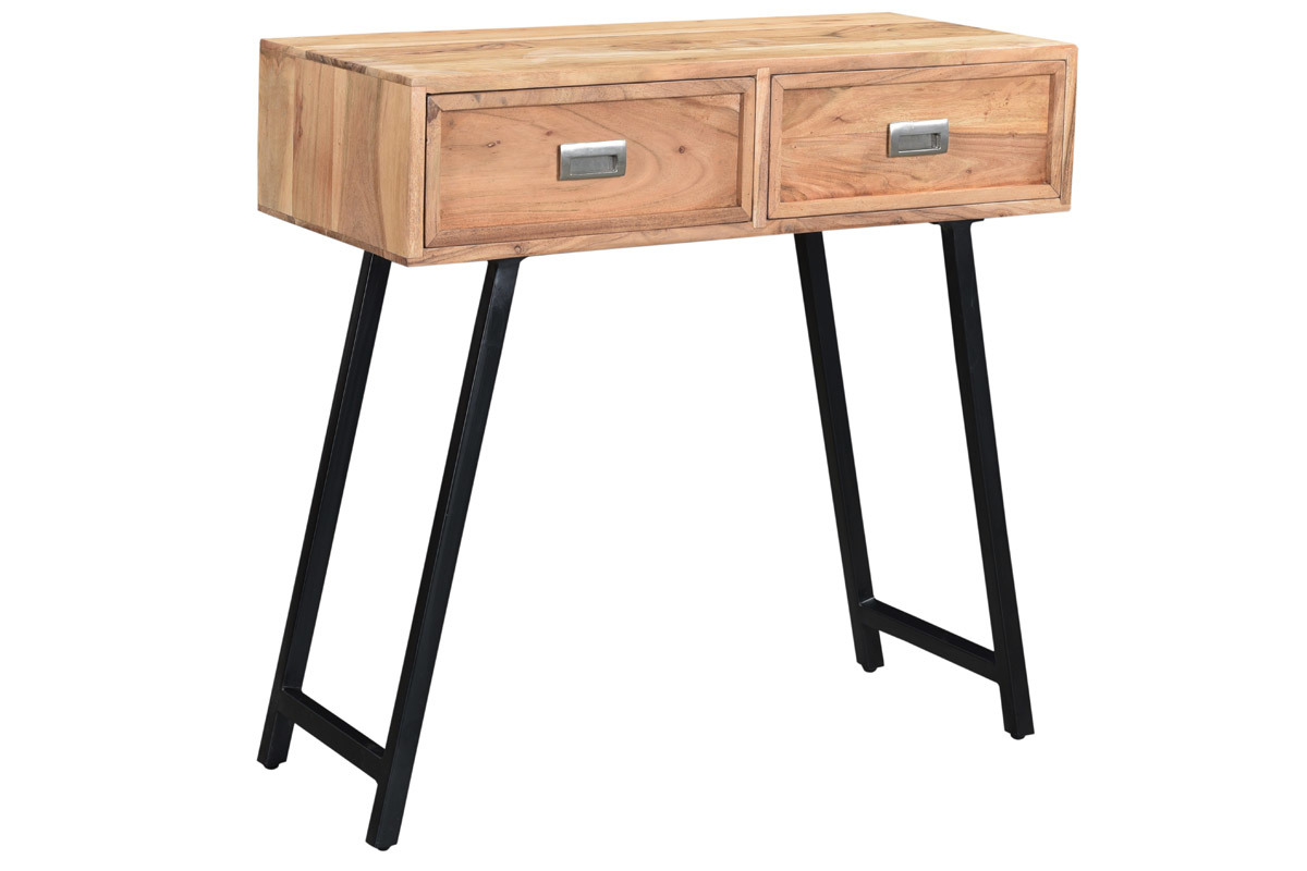 Console 2 cassetti in acacia e metallo nero L81 cm EDITION