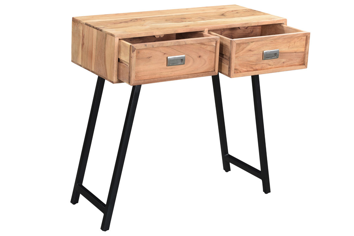 Console 2 cassetti in acacia e metallo nero L81 cm EDITION