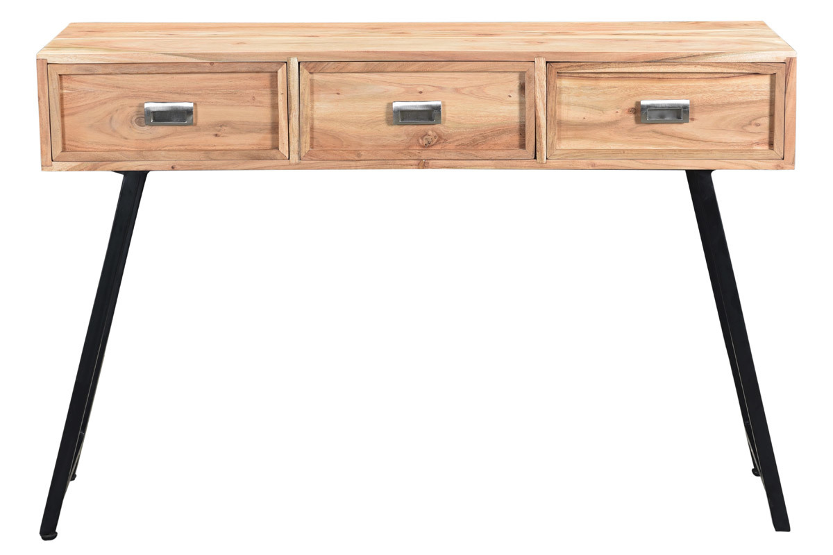 Console 3 cassetti in acacia e metallo nero EDITION