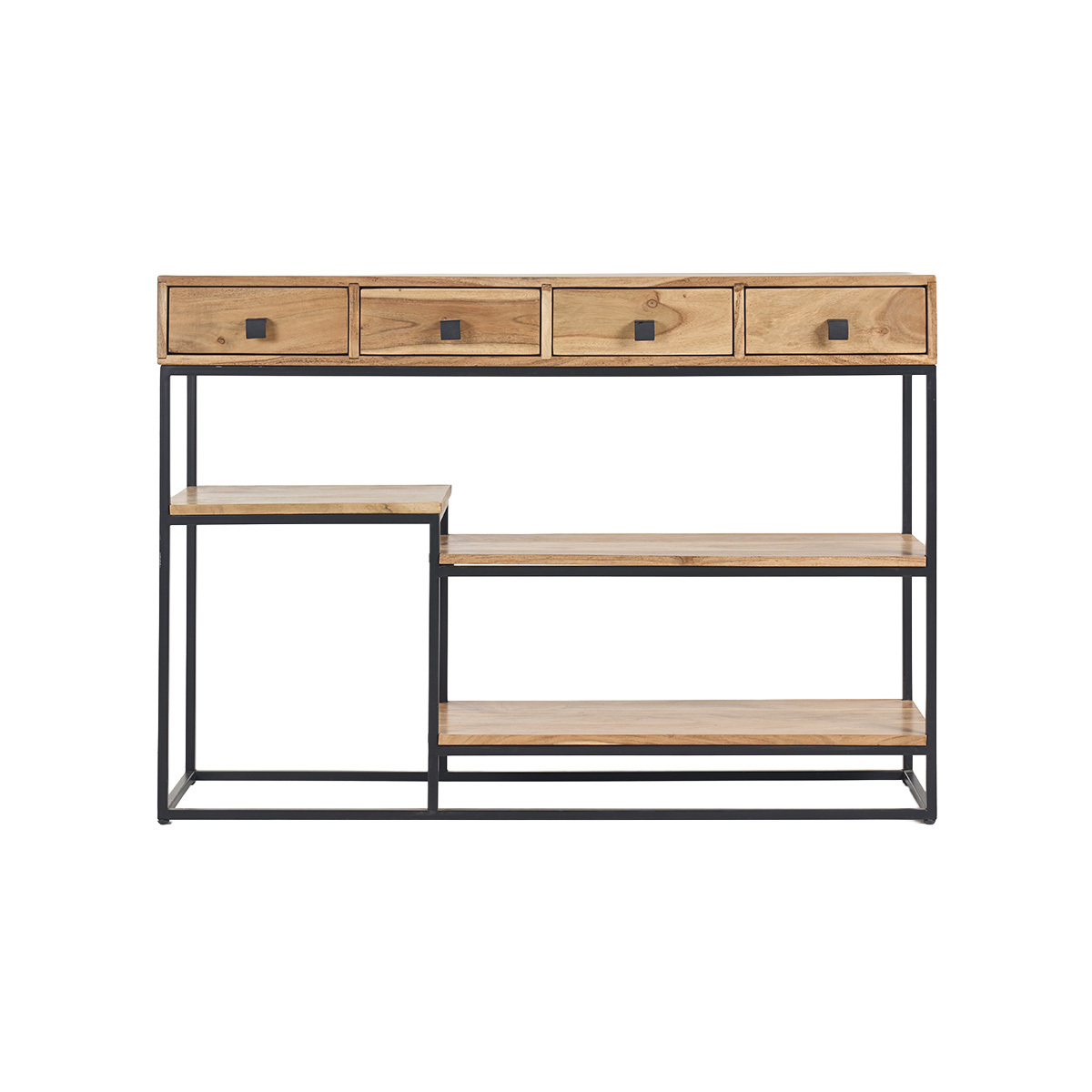 Console 4 cassetti in acacia e metallo nero L115 cm GRENELLE