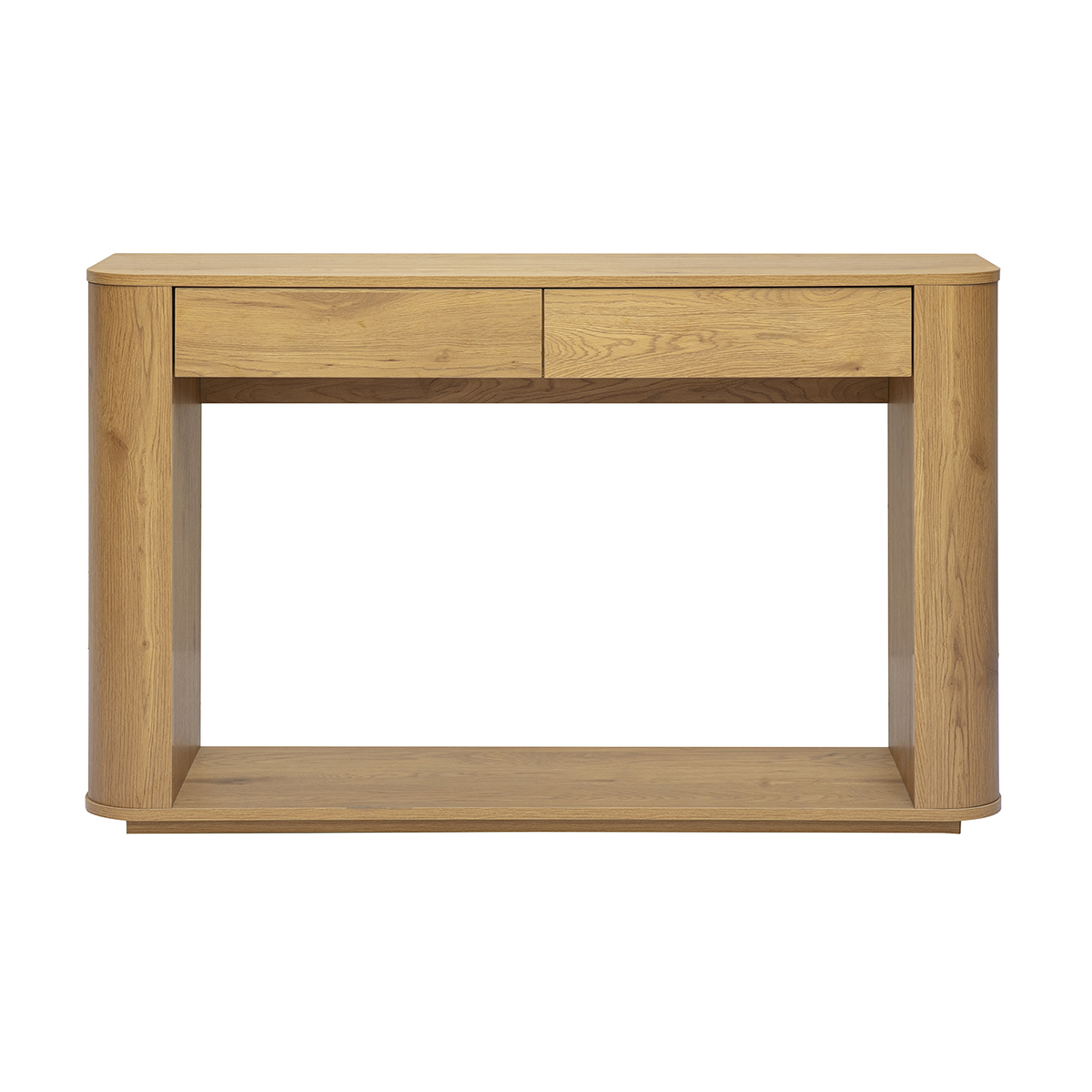 Console con finitura in legno chiaro rovere a 2 cassetti L120 cm NEGAN