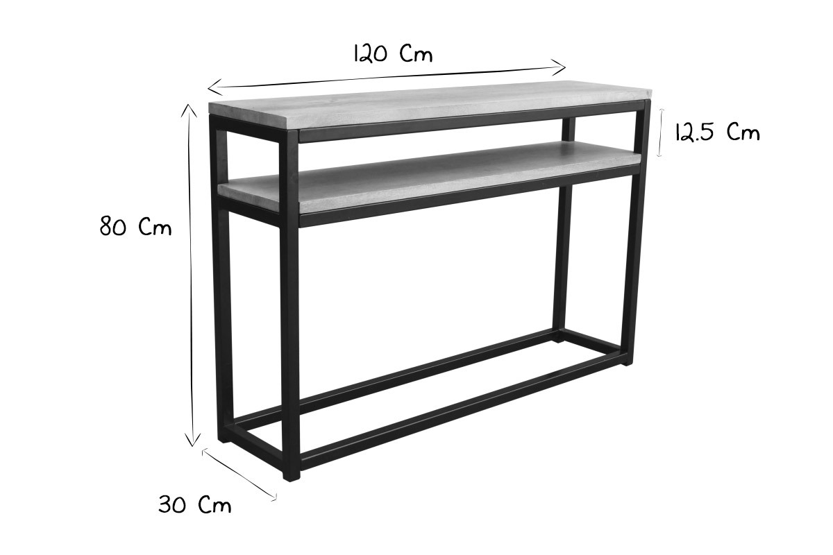 Console con mensola in mango e metallo nero 120 cm FACTORY