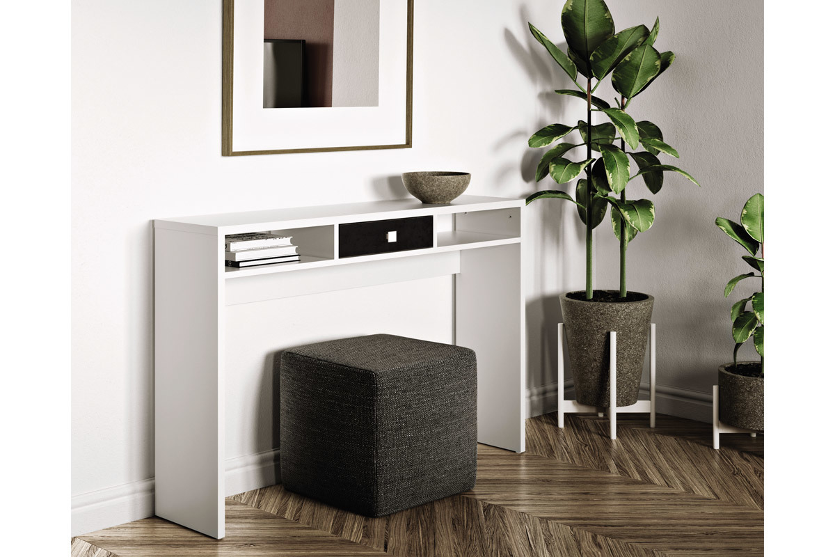 Console da ingresso design bianca e cassetto nero BRUCE
