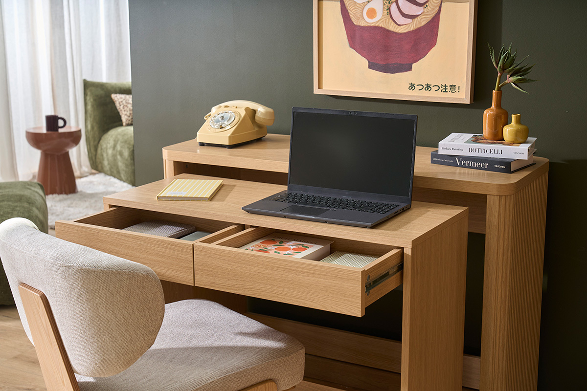 Console d'appoint con cassetti finitura legno chiaro quercia L110 cm ENOLA