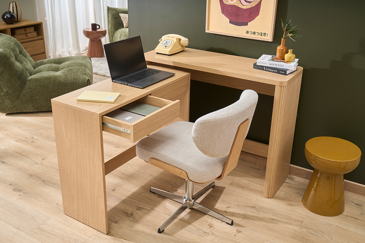 Console d'appoint con cassetti finitura legno chiaro quercia L110 cm ENOLA