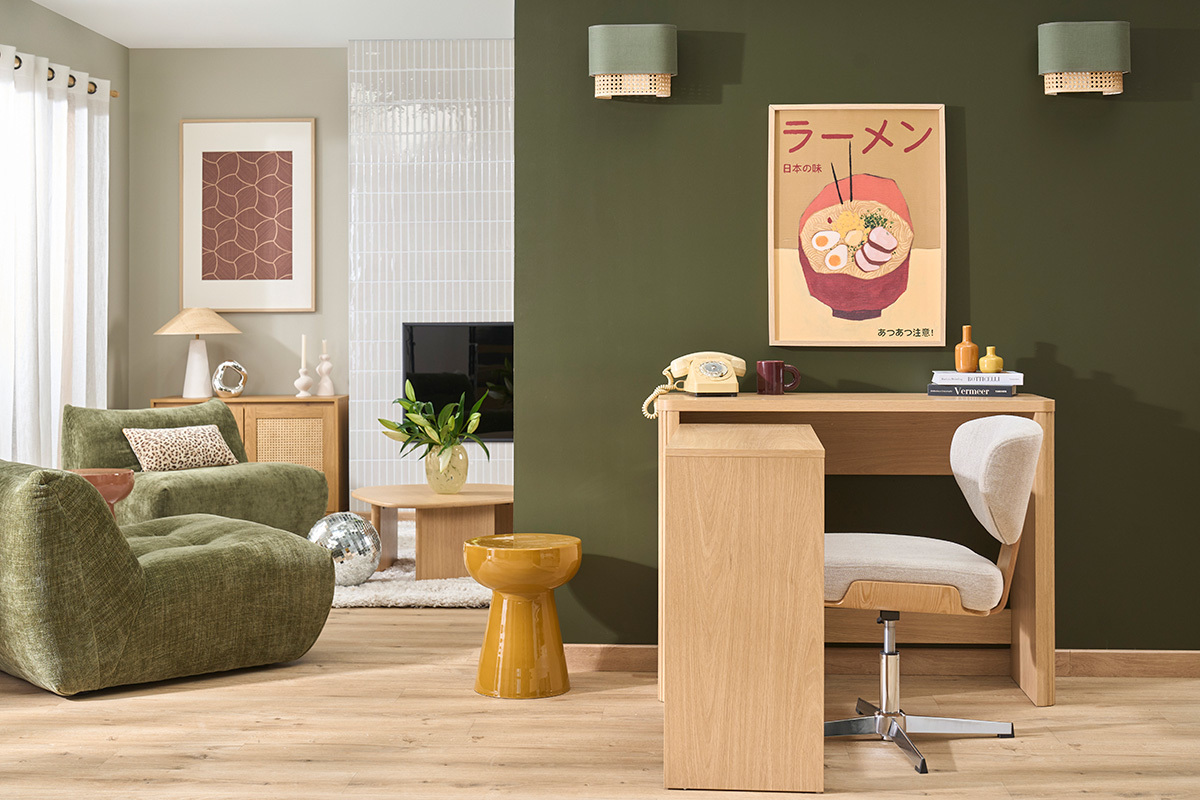 Console d'appoint con cassetti finitura legno chiaro quercia L110 cm ENOLA