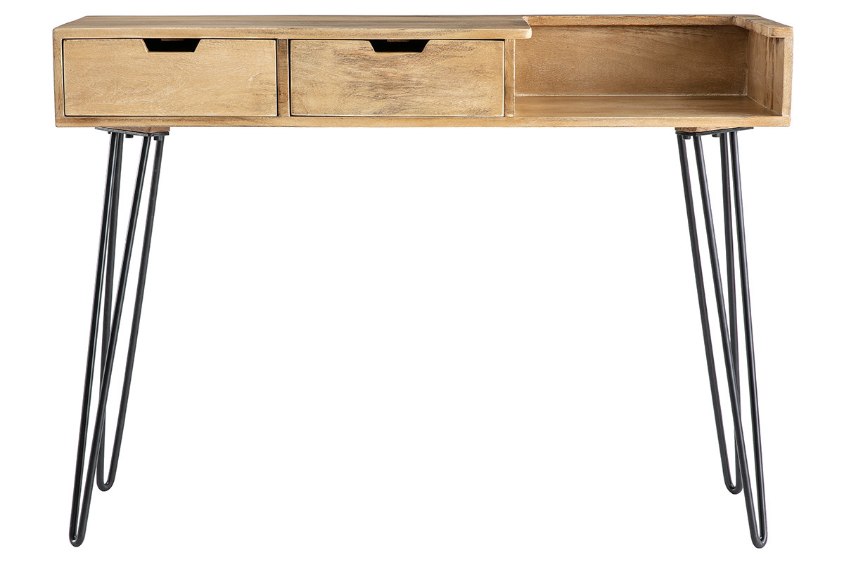 Console design in mango con piedi metallo nero L110 cm VIBES