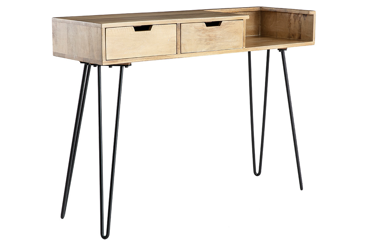 Console design in mango con piedi metallo nero L110 cm VIBES