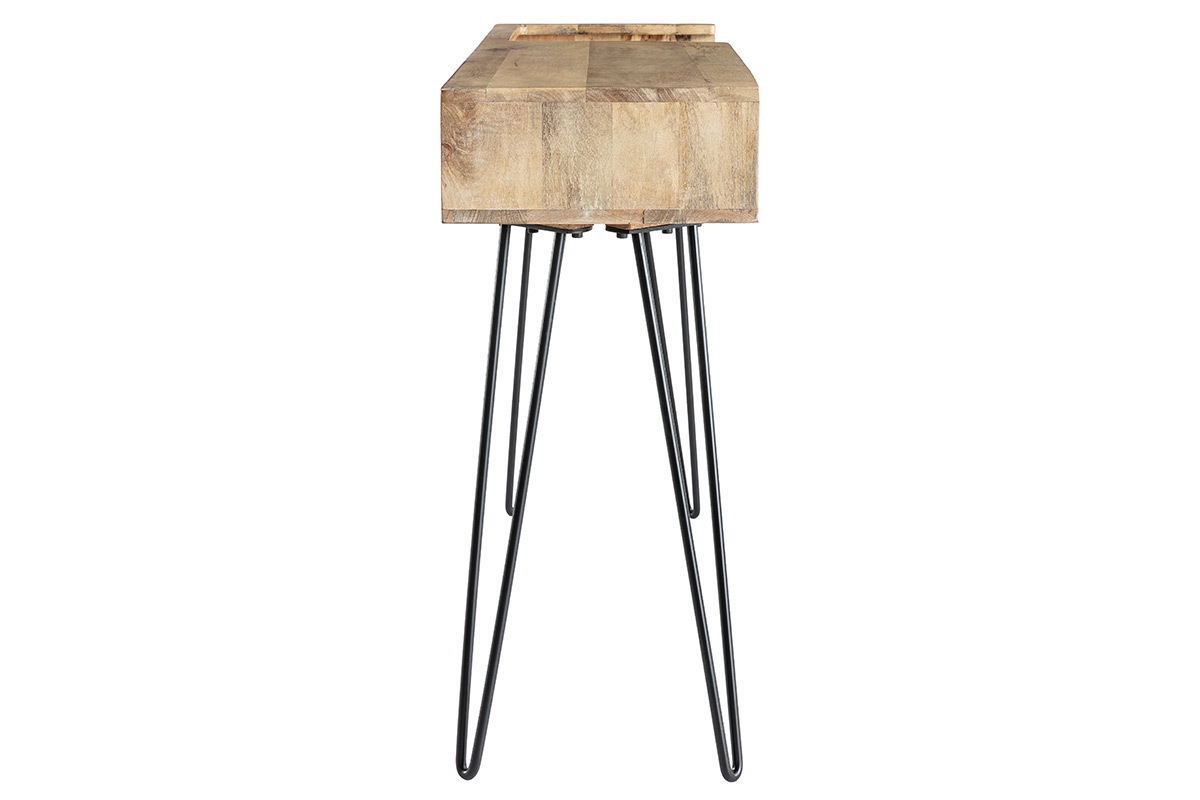 Console design in mango con piedi metallo nero L110 cm VIBES