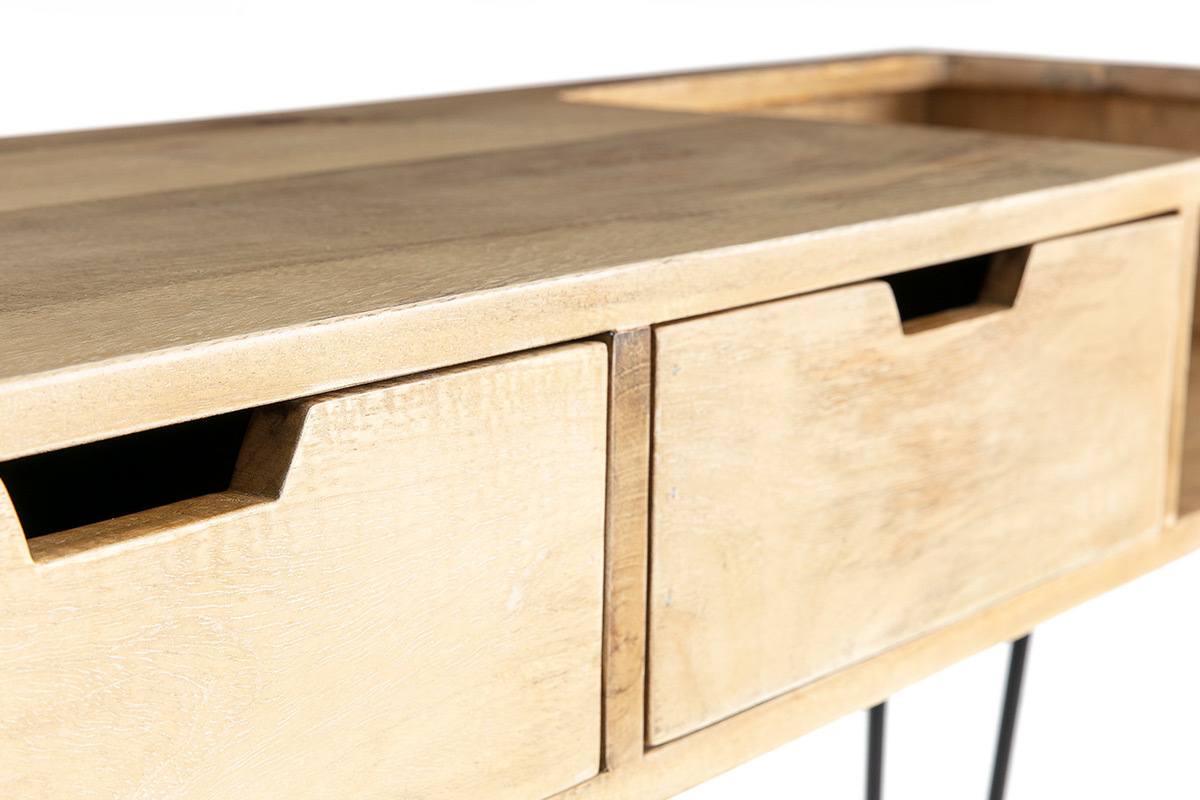 Console design in mango con piedi metallo nero L110 cm VIBES
