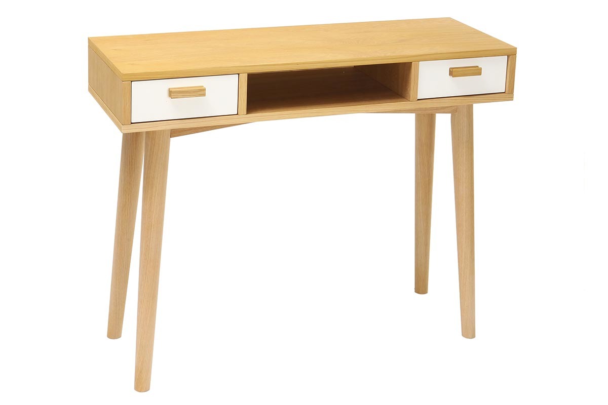 Console design scandinavo bianco e quercia HELIA