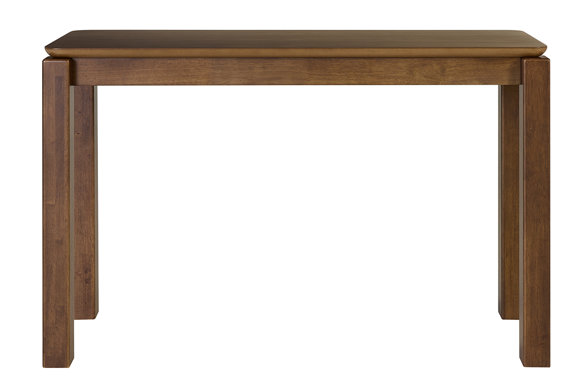 Console in legno scuro noce vista frontale, dimensioni L120 cm, stile moderno ed essenziale.