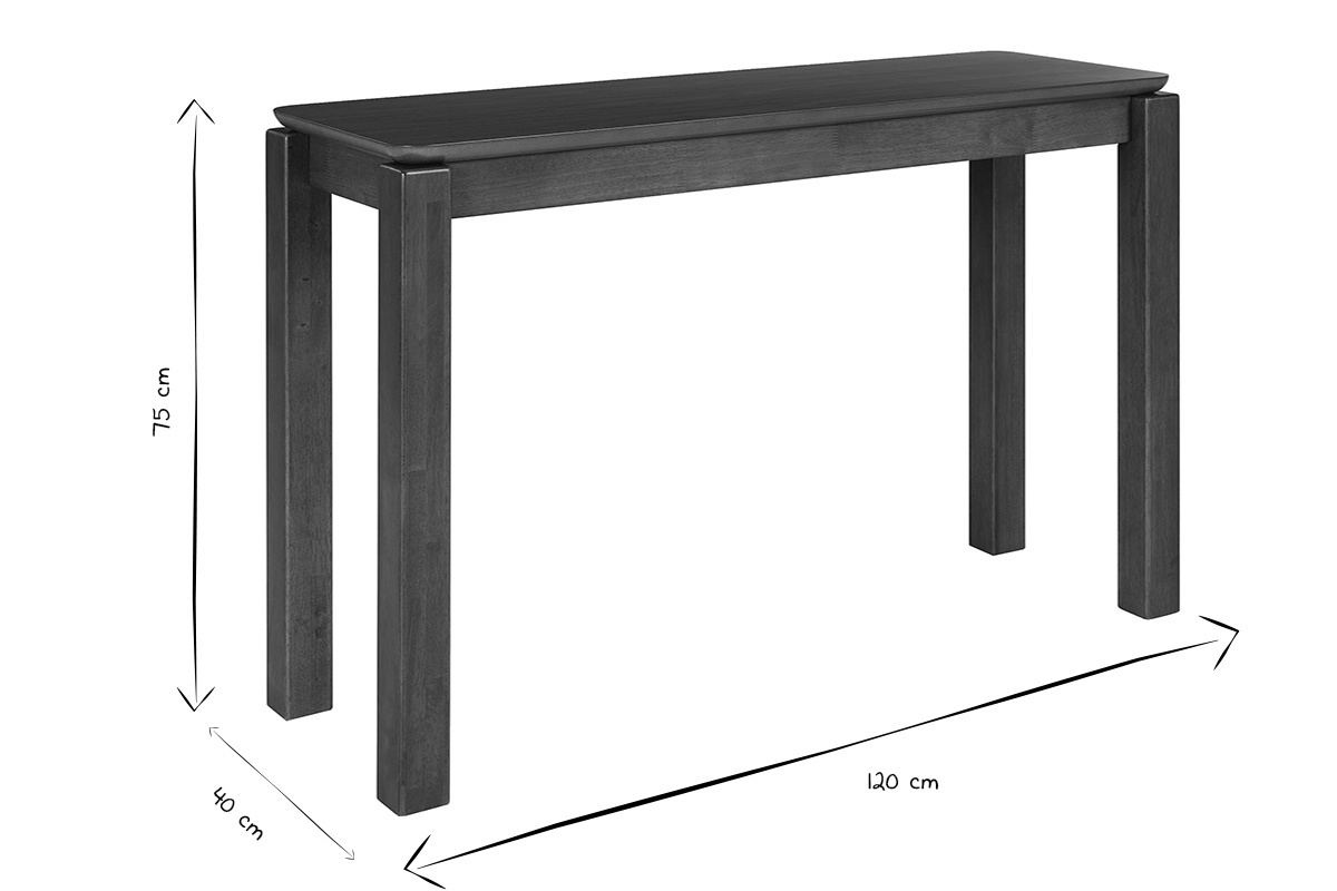Dimensioni della console in legno scuro noce, 120 cm di larghezza, 75 cm di altezza, 40 cm di profondit�.