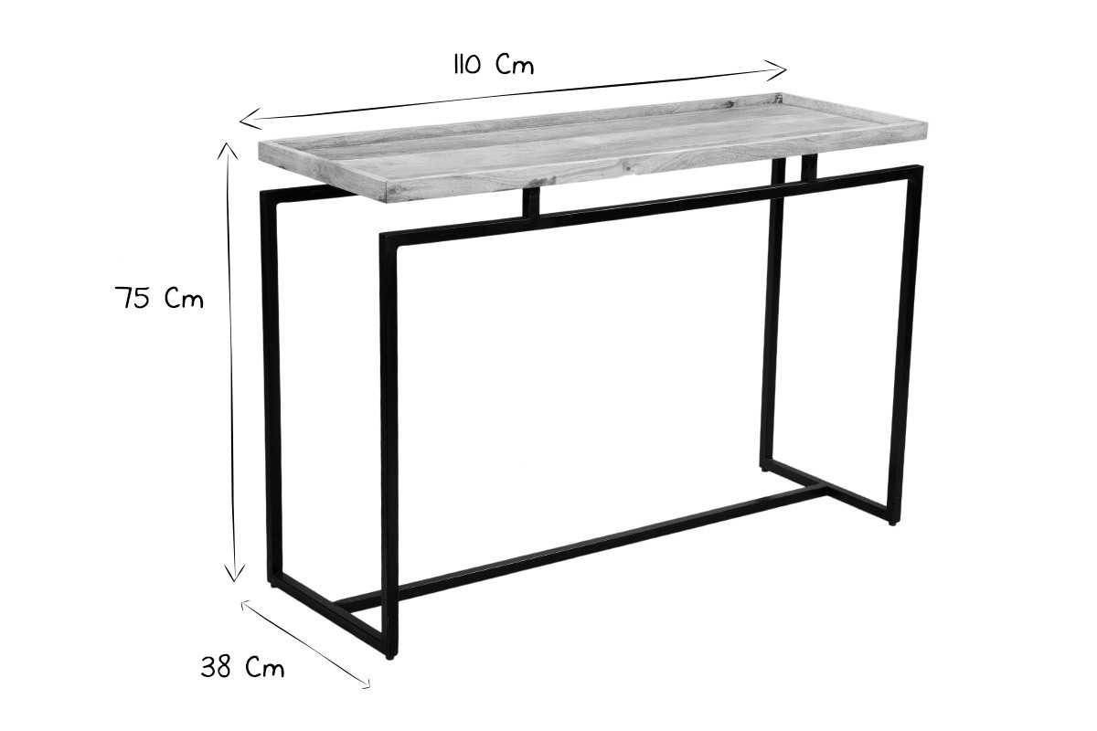 Console in mango e metallo nero L110 cm FRAME