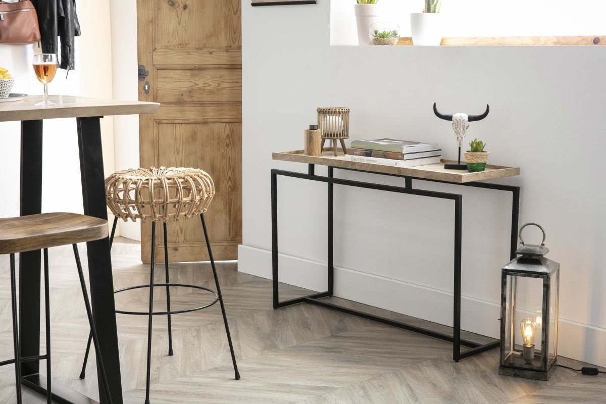 Console in mango e metallo nero L110 cm FRAME