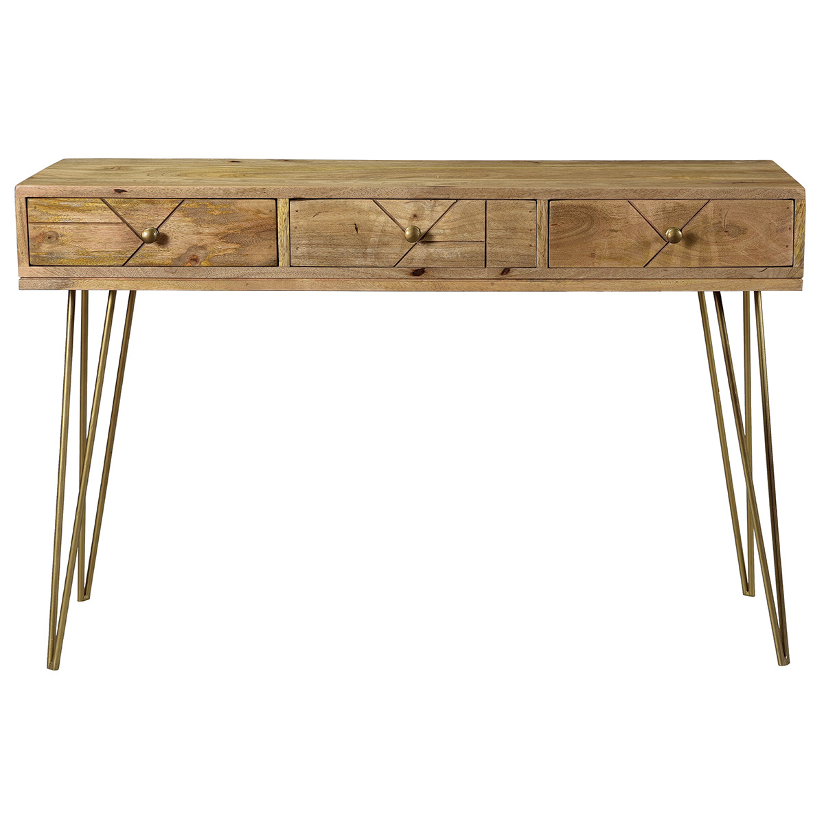 Console incisa in mango e metallo dorato L120 cm LINIUM