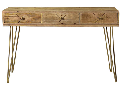 Console incisa in mango e metallo dorato L120 cm LINIUM