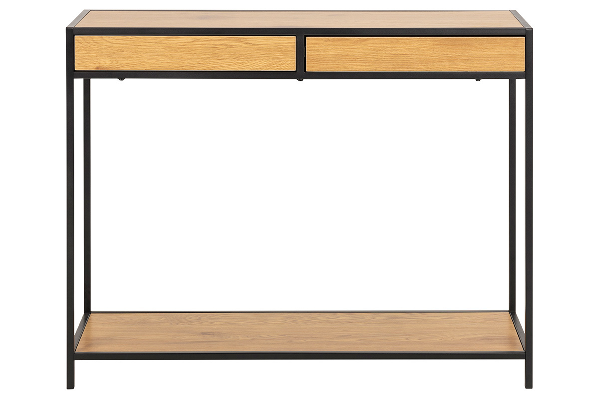 Console industriale 2 cassetti in metallo e legno L100 cm TRESCA