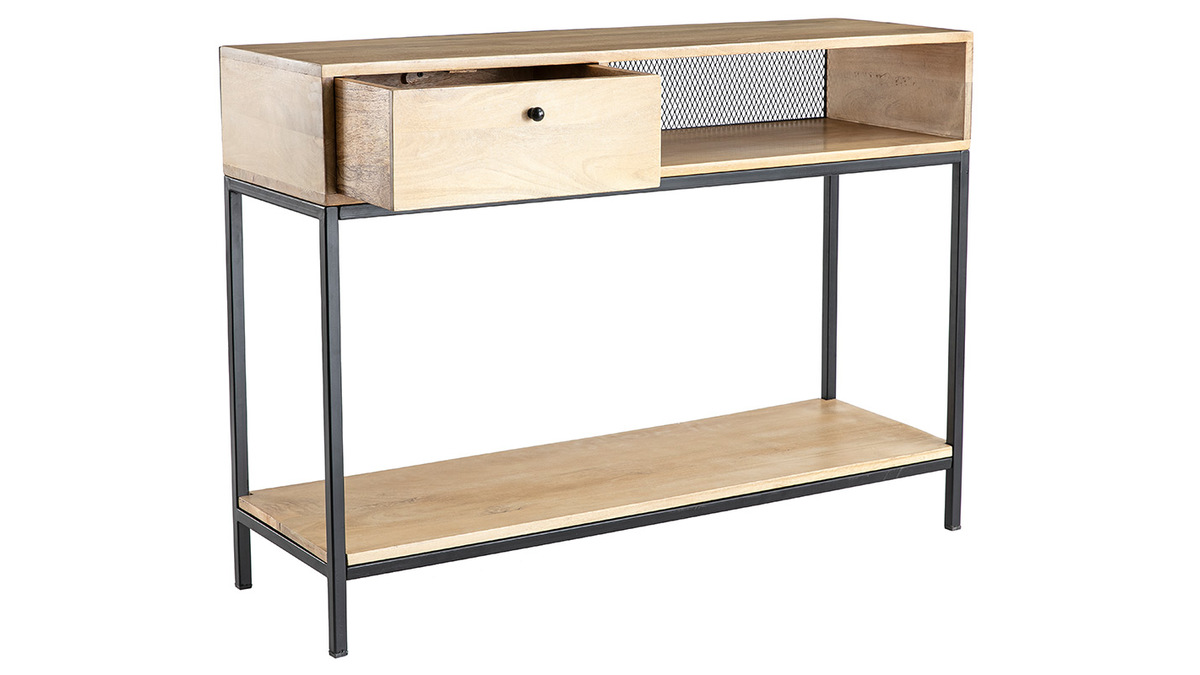 Console industriale in mango e metallo nero L110 cm RACK