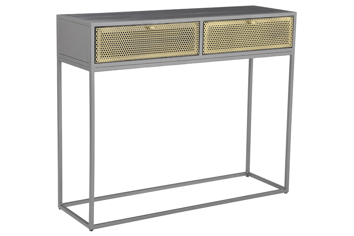 Console industriale in metallo dorato e grigio MAGIC