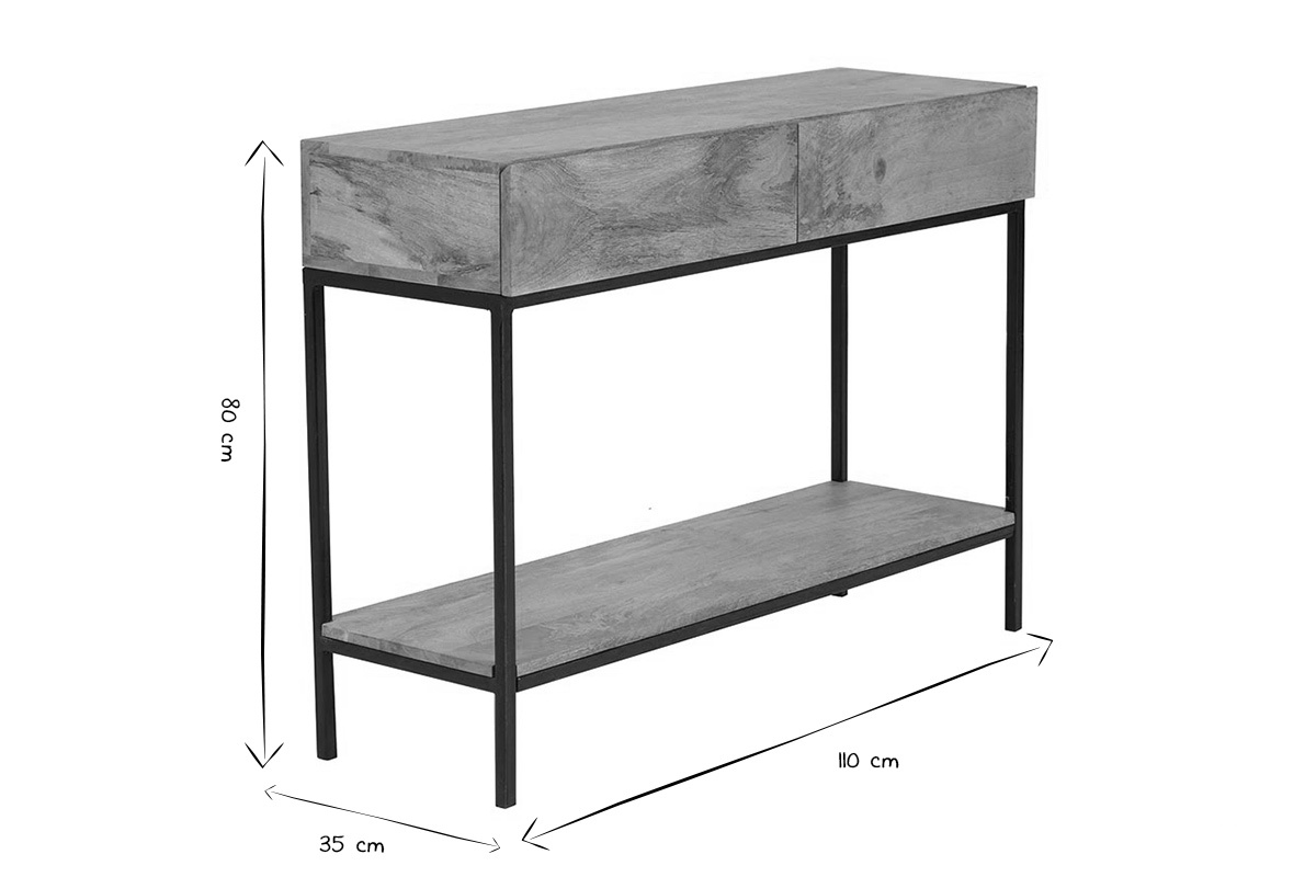 Console industriale legno di mango e metallo L110 cm YPSTER