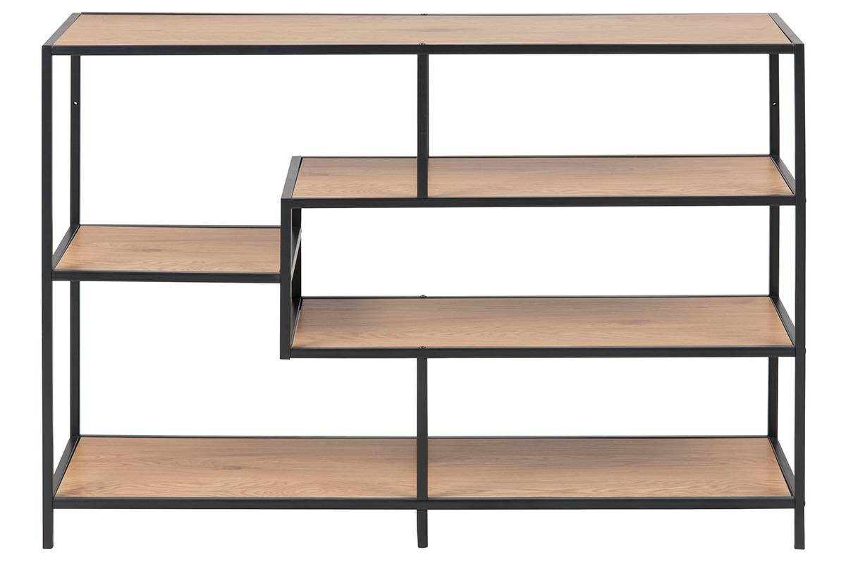 Console industriale metallo nero e legno L114 cm TRESCA