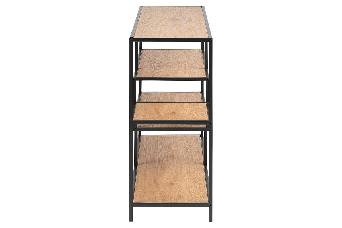 Console industriale metallo nero e legno L114 cm TRESCA