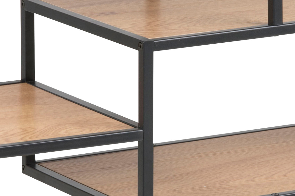 Console industriale metallo nero e legno L114 cm TRESCA