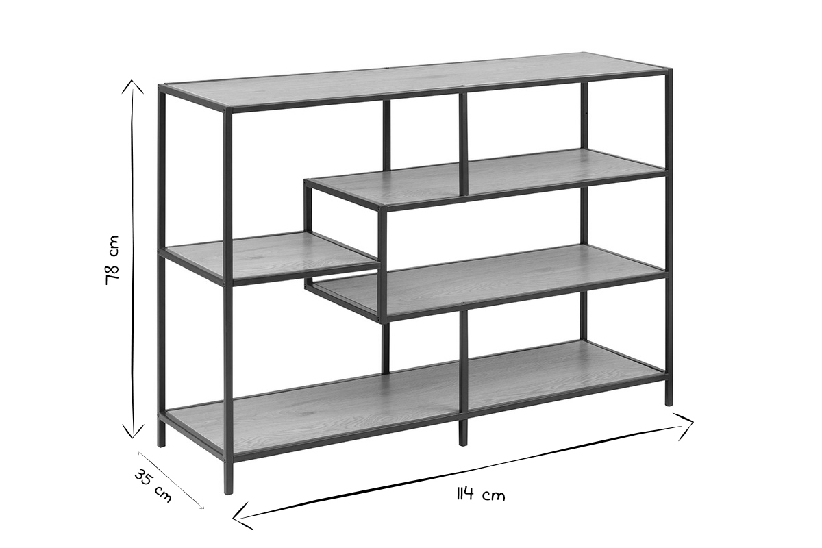 Console industriale metallo nero e legno L114 cm TRESCA