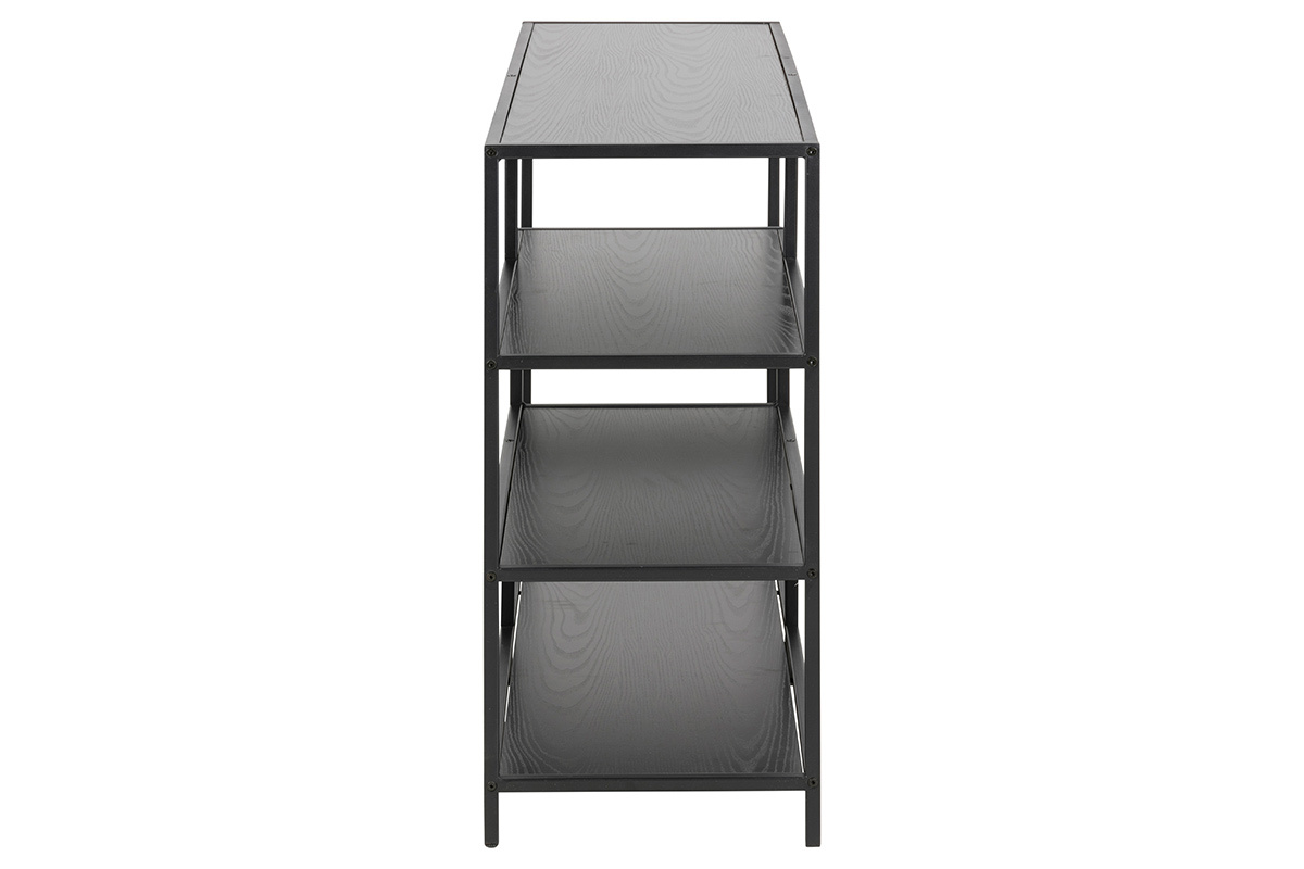 Console industriale metallo nero e legno L114 cm TRESCA